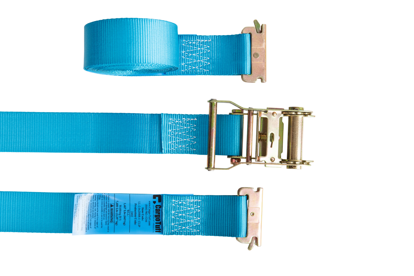 20' Blue E-Track Ratchet Strap ($8.34 Each - Box of 20) CargoTuff