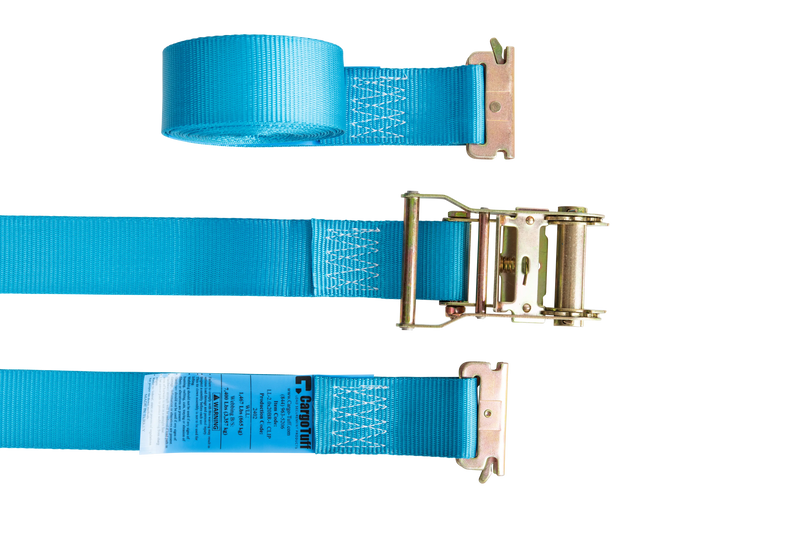 20' Blue E-Track Ratchet Strap ($8.34 Each - Box of 20) CargoTuff