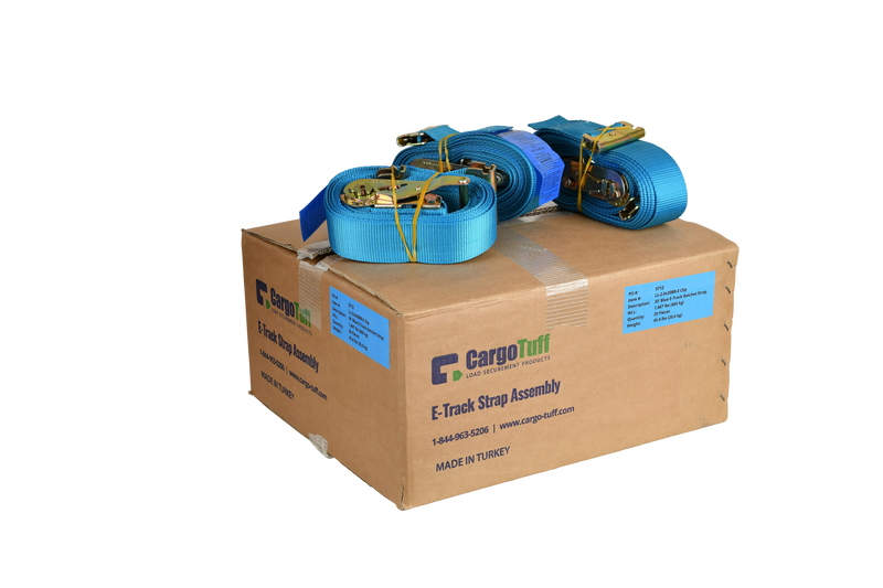 20' Blue E-Track Ratchet Strap ($8.34 Each - Box of 20) CargoTuff
