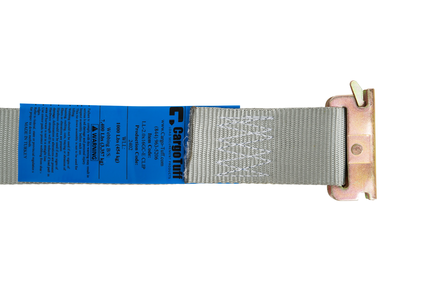 16' Gray E-Track Cam Strap ($8.76 Each - Box of 20) CargoTuff