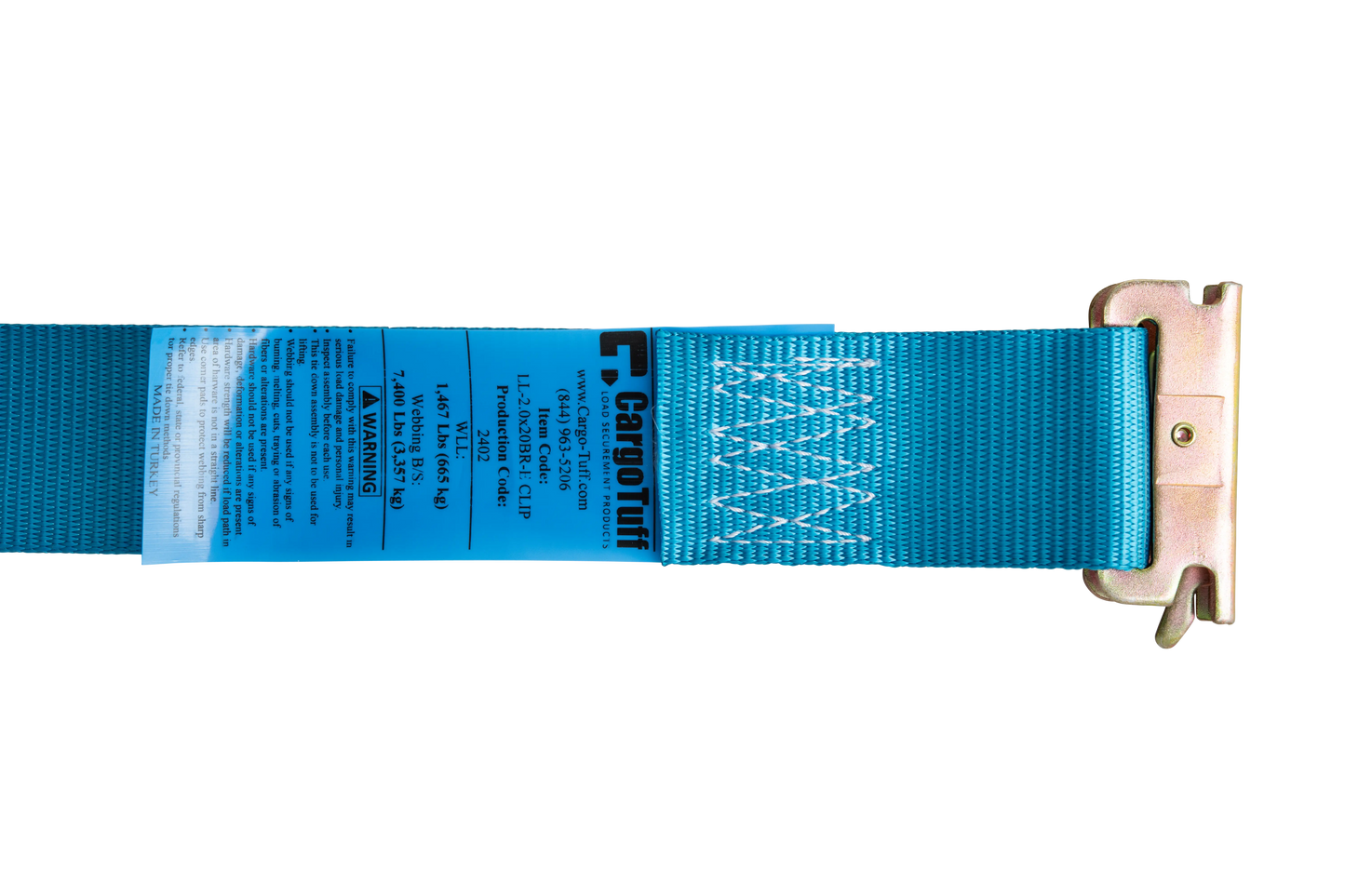 20' Blue E-Track Ratchet Strap ($8.34 Each - Box of 20) CargoTuff