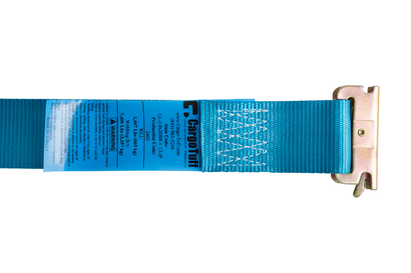 20' Blue E-Track Ratchet Strap ($8.34 Each - Box of 20) CargoTuff