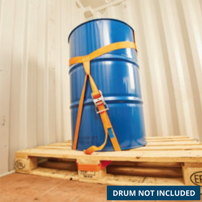 Multi-use Single Drum Securement with Ratchet Straps