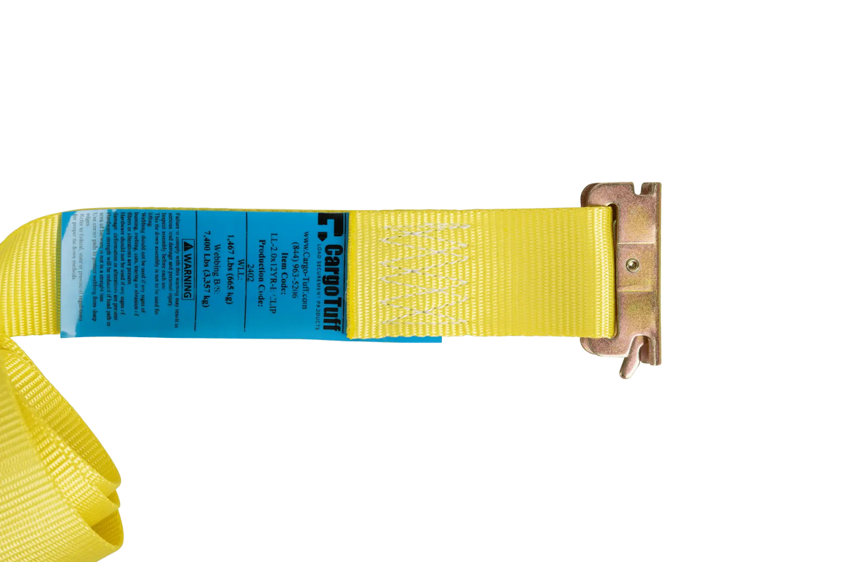 12' Yellow E - Track Ratchet Strap ($7.69 Each - Box of 20) - safeloadshop.com