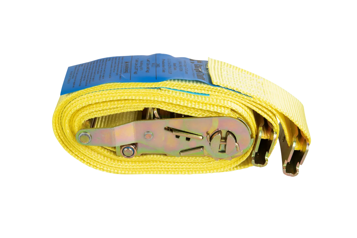 12' Yellow E - Track Ratchet Strap ($7.69 Each - Box of 20) - safeloadshop.com