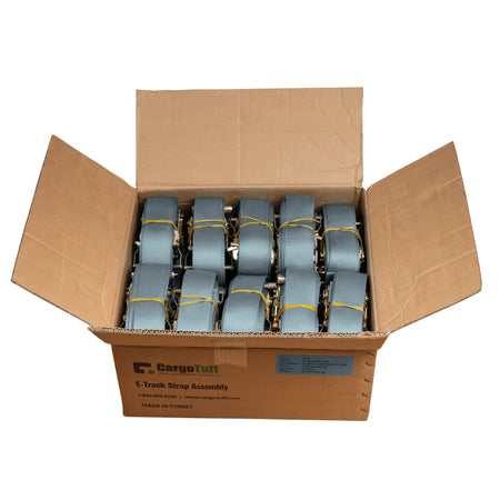 16’ Gray E - Track Ratchet Strap ($8.25 Each – Box of 20) - safeloadshop.com