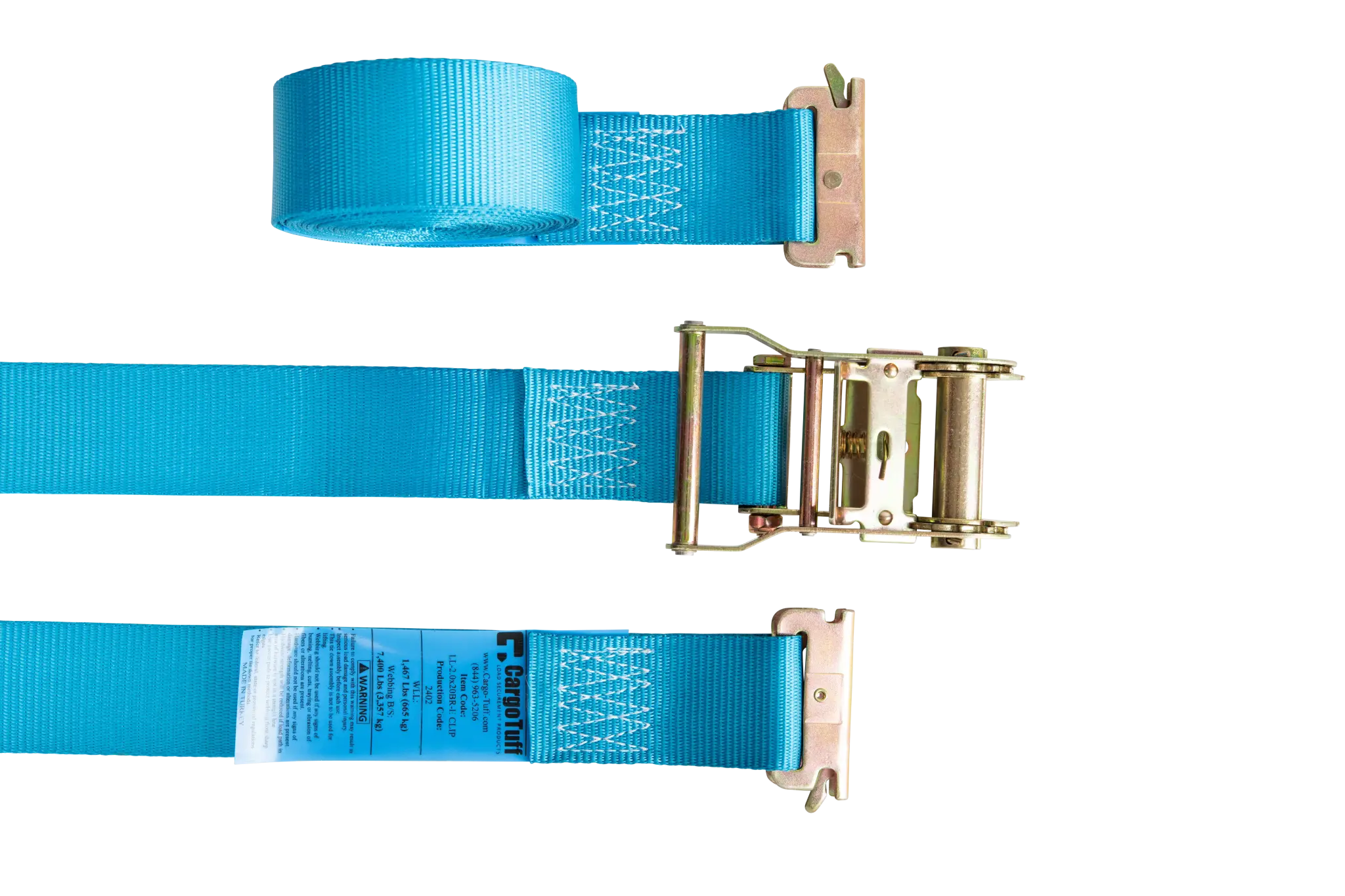 20' Blue E - Track Ratchet Strap ($8.34 Each - Box of 20) - safeloadshop.com