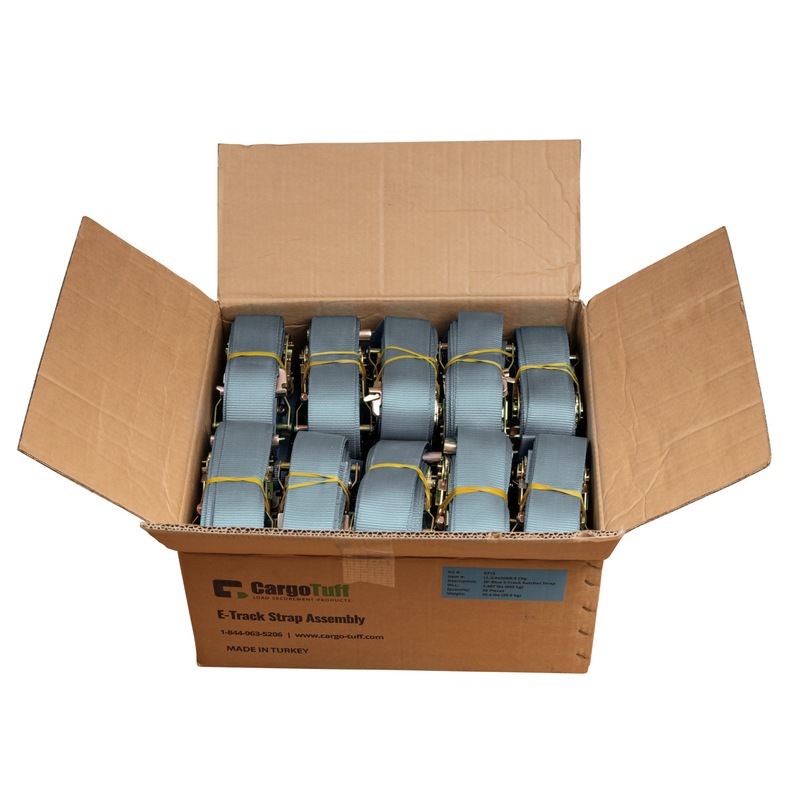 16’ Gray E-Track Ratchet Strap ($8.25 / Each – Box of 20) CargoTuff