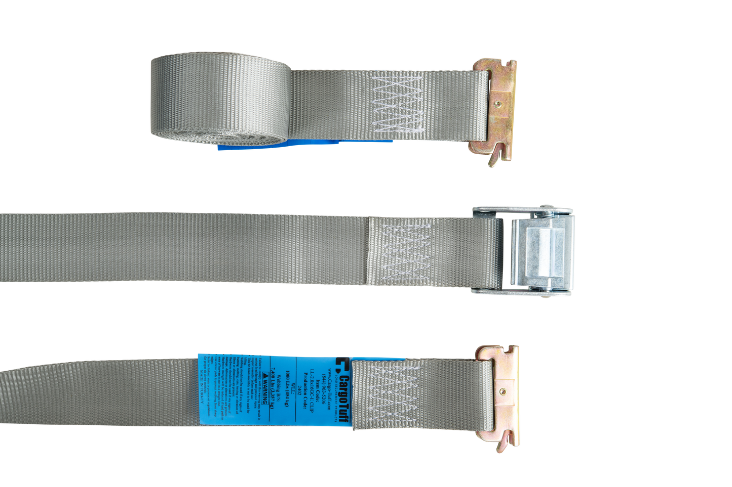 16' Gray E-Track Cam Strap ($8.76 Each - Box of 20)